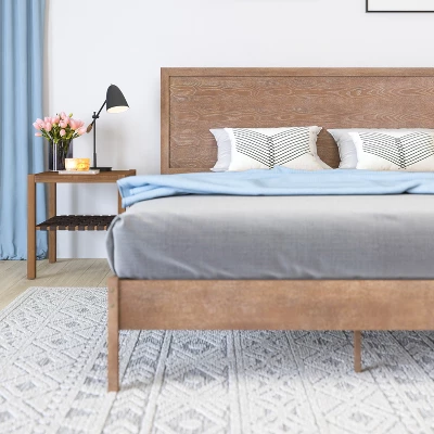 Merrick Lane Solid Wood Platform Bed With Wooden Slats And Headboard, No Box Spring Needed 2 Merrick Lane Solid Wood Platform Bed With Wooden Slats And Headboard, No Box Spring Needed - Image 2