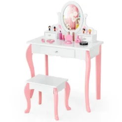 Costway Kids Vanity Princess Makeup Dressing Table Stool Set W/ Mirror Drawer 19 Costway Kids Vanity Princess Makeup Dressing Table Stool Set W/ Mirror Drawer -DreamNest Store GUEST d6093c0a f85b 42e3 82bd 363122dac0da