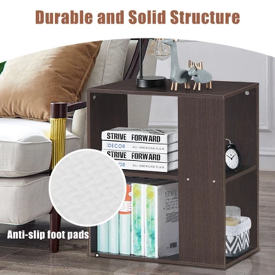 Costway 2-Tier Side End Table Nightstand Bedside Sofa Table W/ Storage Shelves 6 Costway 2-Tier Side End Table Nightstand Bedside Sofa Table W/ Storage Shelves - Image 6