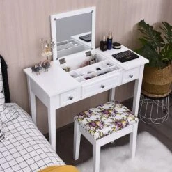 Costway Vanity Dressing Table Flip Top 7 Compartments Makeup Desk -DreamNest Store GUEST d6d7b14d 203e 42b2 9178 138dbe4fbcb8