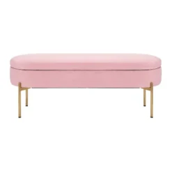 48" Chloe Storage Bench Velvet/Metal Gold/Blush Pink - LumiSource -DreamNest Store GUEST d7b42f71 04ba 4693 b580 bf88d69378aa