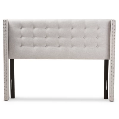 Queen Ginaro Modern And Contemporary Fabric Button Tufted Nail Head Winged Headboard Gray - Baxton Studio 1 Queen Ginaro Modern And Contemporary Fabric Button Tufted Nail Head Winged Headboard Gray - Baxton Studio
