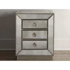 Currin Contemporary Mirror 3 Drawer Nightstand Silver - Baxton Studio 8 Currin Contemporary Mirror 3 Drawer Nightstand Silver - Baxton Studio -DreamNest Store GUEST d8f2e2c0 2f75 45ad be34 903e6127d923
