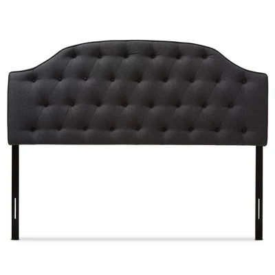 Queen Windsor Modern And Contemporary Fabric Upholstered Scalloped Buttoned Headboard Dark Gray - Baxton Studio 1 Queen Windsor Modern And Contemporary Fabric Upholstered Scalloped Buttoned Headboard Dark Gray - Baxton Studio