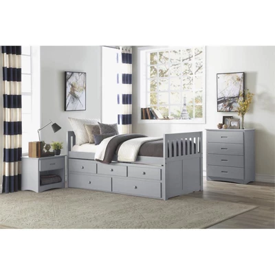 Orion 1-Drawer And 1-Shelf Transitional Wood Nightstand In Gray - Lexicon 2 Orion 1-Drawer And 1-Shelf Transitional Wood Nightstand In Gray - Lexicon - Image 2