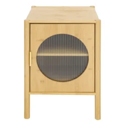 Organnice Single Door Nightstand, Bamboo Bedside Table