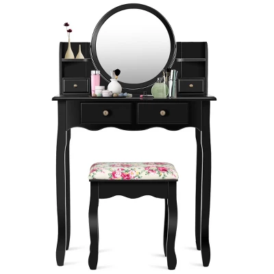 Costway Makeup Vanity Table Drawers Oval Dressing Table Kids Gift 5 Costway Makeup Vanity Table Drawers Oval Dressing Table Kids Gift - Image 5