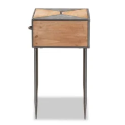 Laurel Metal And Wood 1 Drawer Nightstand Gray/Brown - Baxton Studio -DreamNest Store GUEST daf0b7c7 8365 4055 ab38 04b64458b400