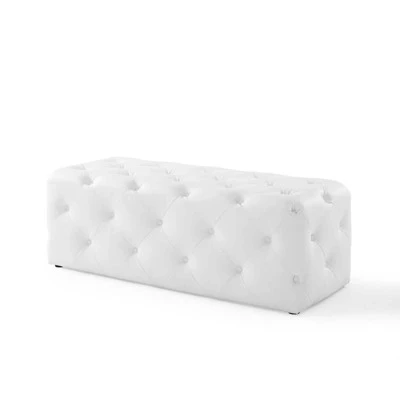 48" Amour Tufted Button Entryway Faux Leather Bench White - Modway 4 48" Amour Tufted Button Entryway Faux Leather Bench White - Modway - Image 4