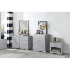 Orion 1-Drawer And 1-Shelf Transitional Wood Nightstand In Gray - Lexicon