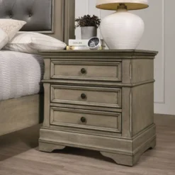 3pc Kritan Bed With 2 Nightstands Antique Warm Gray - HOMES: Inside + Out -DreamNest Store GUEST dbd6c560 81a2 44d4 bfd5 f518a1ab1bc5