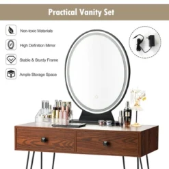 Costway Vanity Makeup Dressing Table W/ 3 Lighting Modes Mirror Touch Switch RusticCoffee 14 Costway Vanity Makeup Dressing Table W/ 3 Lighting Modes Mirror Touch Switch RusticCoffee -DreamNest Store GUEST dc2fc553 9ecc 4979 9a0a 4b4487d44b76