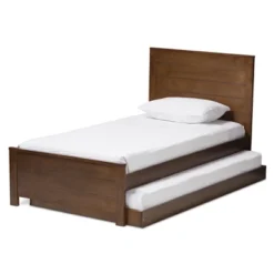 Twin Catalina Modern Classic Mission Style Finished Wood Platform Bed With Trundle - Baxton Studio -DreamNest Store GUEST dc8981e2 edc1 4520 819a 298101f3820c