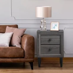 Costway 2PCS Nightstand W/2 Drawer Multipurpose Retro Grey Bedside Table Fully Assembled 14 Costway 2PCS Nightstand W/2 Drawer Multipurpose Retro Grey Bedside Table Fully Assembled -DreamNest Store GUEST dcbc7db5 314d 42c9 b7d5 8fad1caf0c41