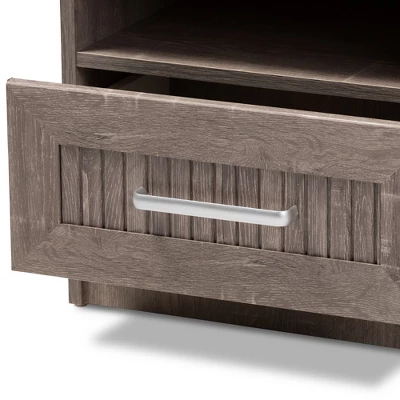 Gallia Modern And Contemporary Oak Finished 1 Drawer Nightstand Brown - Baxton Studio 5 Gallia Modern And Contemporary Oak Finished 1 Drawer Nightstand Brown - Baxton Studio - Image 5