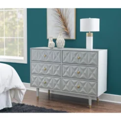 6 Drawer Geo Textured Dresser - Linon -DreamNest Store GUEST de2578ce ed0d 4802 a8c8 52f05bfbf6b2