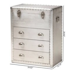 Serge Metal 3 Drawer Accent Storage Chest Silver - Baxton Studio -DreamNest Store GUEST de314f17 ae2d 4cf0 a3a0 2475f8c80da7