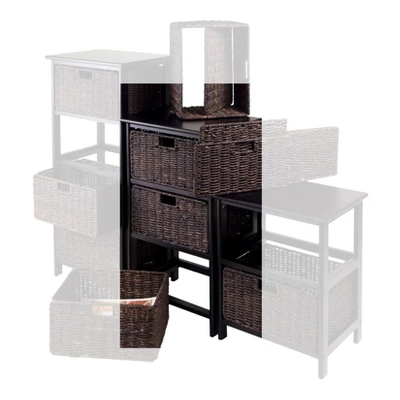 28.62" Omaha Storage Rack With Baskets Black - Winsome 1 28.62" Omaha Storage Rack With Baskets Black - Winsome