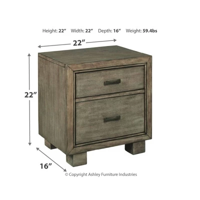 Arnett Two Drawer Nightstand Gray - Signature Design By Ashley 3 Arnett Two Drawer Nightstand Gray - Signature Design By Ashley - Image 3