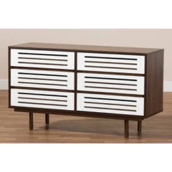 6 Drawer Wood Dresser And Meike Two-Tone Walnut/White - Baxton Studio -DreamNest Store GUEST df00f494 bfd0 4630 91bb ed820923de76