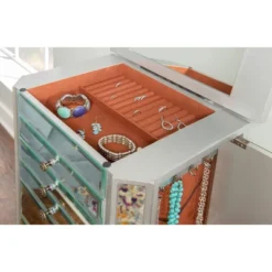 Aislin Jewelry Armoire Mirror/Silver - Powell Company -DreamNest Store GUEST df221d86 0ec5 423d b321 22c898bab998