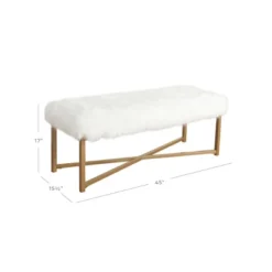 Faux Fur Rectangle Bench White - HomePop -DreamNest Store GUEST df39e8d0 4b9d 48b3 aba3 759fc67ee813
