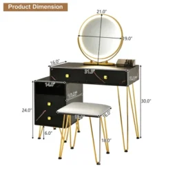 Costway Vanity Table Stool Set Dimmer LED Mirror Large Storage Cabinet Drawer Walnut BlackBrownWhite 15 Costway Vanity Table Stool Set Dimmer LED Mirror Large Storage Cabinet Drawer Walnut BlackBrownWhite -DreamNest Store GUEST df7d1ace 7630 4c3e b80a ae5df5d7aa4d