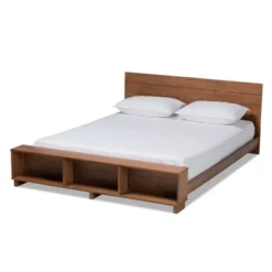 Regina Wood Platform Storage Bed With Built-In Shelves Ash Walnut - Baxton Studio -DreamNest Store GUEST df8ddec1 db22 4382 9490 72cea58e90fe