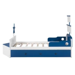 Twin Size Boat-Shaped Platform Bed With Trundle Bed And Storage Footboard-ModernLuxe -DreamNest Store GUEST dfa8b637 1d5c 4148 86e1 2cf33a7a196a