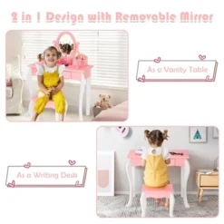 Costway Kids Vanity Princess Makeup Dressing Table Stool Set W/ Mirror Drawer 13 Costway Kids Vanity Princess Makeup Dressing Table Stool Set W/ Mirror Drawer -DreamNest Store GUEST e041d953 7947 447a 8490 5f14f1bf729a
