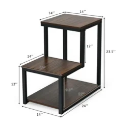 Costway 3-Tier End Table Side Table Night Stand W/ Storage Shelf For Living Room