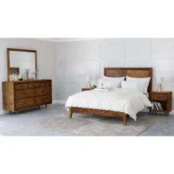5pc King Aurora Mid Century Bedroom Set Brown - Abbyson Living