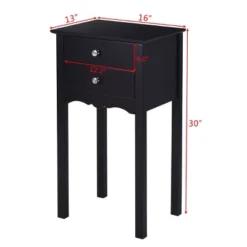 Costway Side Table End Accent Table Night Stand W/ 2 Drawers Furniture Black -DreamNest Store GUEST e20181fc 4edc 4709 837a 3e7a6de1e7a8