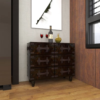 Traditional 6 Drawer Faux Leather Chest Black - Olivia & May 13 Traditional 6 Drawer Faux Leather Chest Black - Olivia & May - Image 13