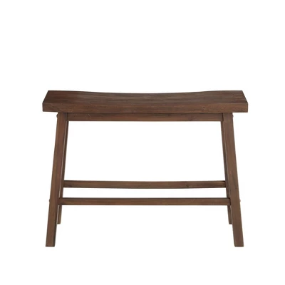 Saddle Design Wooden Bench With Grain Details - Benzara 1 Saddle Design Wooden Bench With Grain Details - Benzara