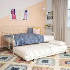 Twin Bright Pop Metal Daybed With Roll Out Trundle - Novogratz 28 Twin Bright Pop Metal Daybed With Roll Out Trundle - Novogratz -DreamNest Store GUEST e25ac8be 8eff 4631 9339 92909363ac66