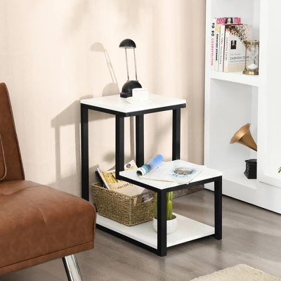 Costway 3-Tier End Table Sofa Side Table Night Stand W/ Shelf For Living Room White 2 Costway 3-Tier End Table Sofa Side Table Night Stand W/ Shelf For Living Room White - Image 2