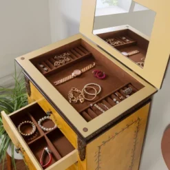 Beatrice Antique Parchment Hand Painted Jewelry Armoire - Powell Company -DreamNest Store GUEST e2e5afd7 c178 42fb 9098 e08edcb21e41