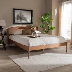 Leanora Wood Platform Bed Ash Walnut - Baxton Studio -DreamNest Store GUEST e30e391c f304 41d1 bd0d be3b04360a8a