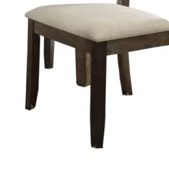 Set Of 2 26" Claudia Dining Chairs Beige Linen/Salvage Brown - Acme Furniture