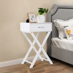 Costway Nightstand X-Shape Drawer Accent Side End Table Modern Home Furniture White 12 Costway Nightstand X-Shape Drawer Accent Side End Table Modern Home Furniture White -DreamNest Store GUEST e36b8d73 9b83 4dc5 869c c96165fc4f48