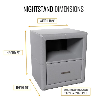 Reunion Faux Leather Upholstered Nightstand - Eco Dream 4 Reunion Faux Leather Upholstered Nightstand - Eco Dream - Image 4