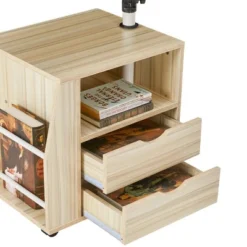 EROMMY 360 Degree Swivel Top Adjustable Height Bedside Nightstand End Table With Storage Drawers, Shelves, Lockable Wheels, & Computer Baffle, Natural 6 EROMMY 360 Degree Swivel Top Adjustable Height Bedside Nightstand End Table With Storage Drawers, Shelves, Lockable Wheels, & Computer Baffle, Natural -DreamNest Store GUEST e40cf5e1 9d8e 42fa a7b7 ab19dfea95bf