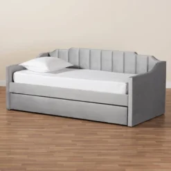 Lennon Velvet Fabric Upholstered Daybed With Trundle - Baxton Studio 15 Lennon Velvet Fabric Upholstered Daybed With Trundle - Baxton Studio -DreamNest Store GUEST e41d698e 747b 4bca aefa 45dedd1191d5