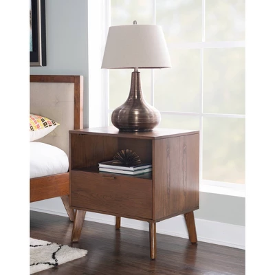 Reid 1 Drawer Nightstand Walnut - Linon 7 Reid 1 Drawer Nightstand Walnut - Linon - Image 7