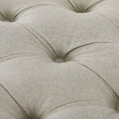 Jennifer Taylor Home Petra Tufted Oval Accent Bench, Taupe Polyester 2 Jennifer Taylor Home Petra Tufted Oval Accent Bench, Taupe Polyester - Image 2