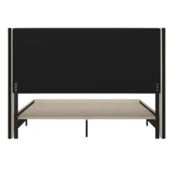 Merrick Lane Modern Platform Bed - Gray Faux Linen - Queen - Padded Wingback Headboard - 8.5" Floor Clearance - Wood Support Slats - No Box Spring Needed -DreamNest Store GUEST e44421cd b054 45c1 8f6d 8fd610d83952