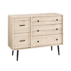 Ivora Lifted Mid-Century Modern Asymmetrical 5 Drawer Dresser - Saracina Home -DreamNest Store GUEST e455e771 4a91 4524 9838 7cacaaf7a6be