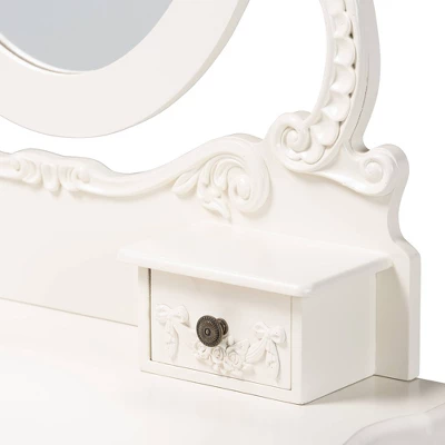 2pc Macsen Wood Vanity Set With Adjustable Mirror White - Baxton Studio 6 2pc Macsen Wood Vanity Set With Adjustable Mirror White - Baxton Studio - Image 6