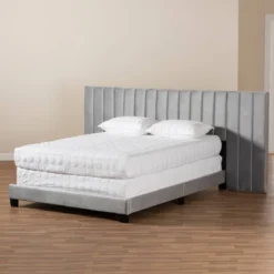 Fiorenza Velvet Panel Bed With Extra Wide Channel Tufted Headboard - Baxton Studio -DreamNest Store GUEST e508587c 2cd5 49d9 9fd4 c715d4e7a558